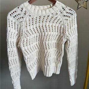 American Eagle Cream Open Knit Sweater XS Chunky Ribbed Cottagecore Boho